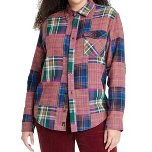 HOUSTON WHITE Target Patchwork Cottagecore Quilt-Square Flannel Shirt - Sz L